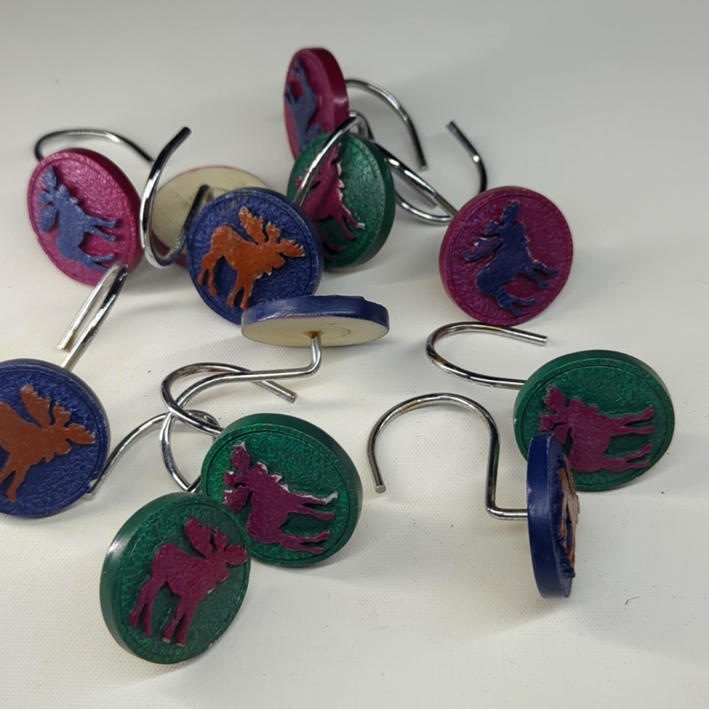 Vintage Moose Shower Hooks With Imperfections